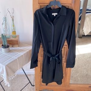 Black shirt dress with tie